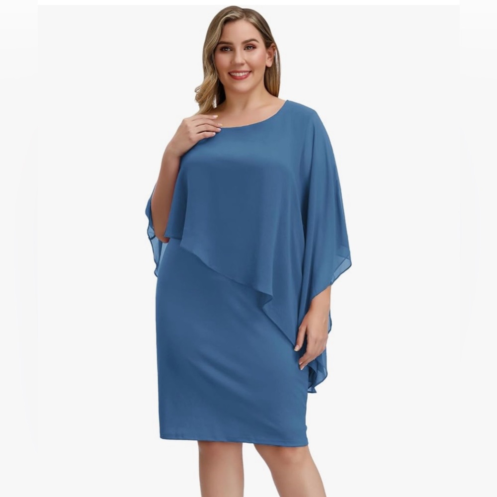 Plus Pencil Dress With Chiffon Overlay NWT Size 2X Hannah Nikole